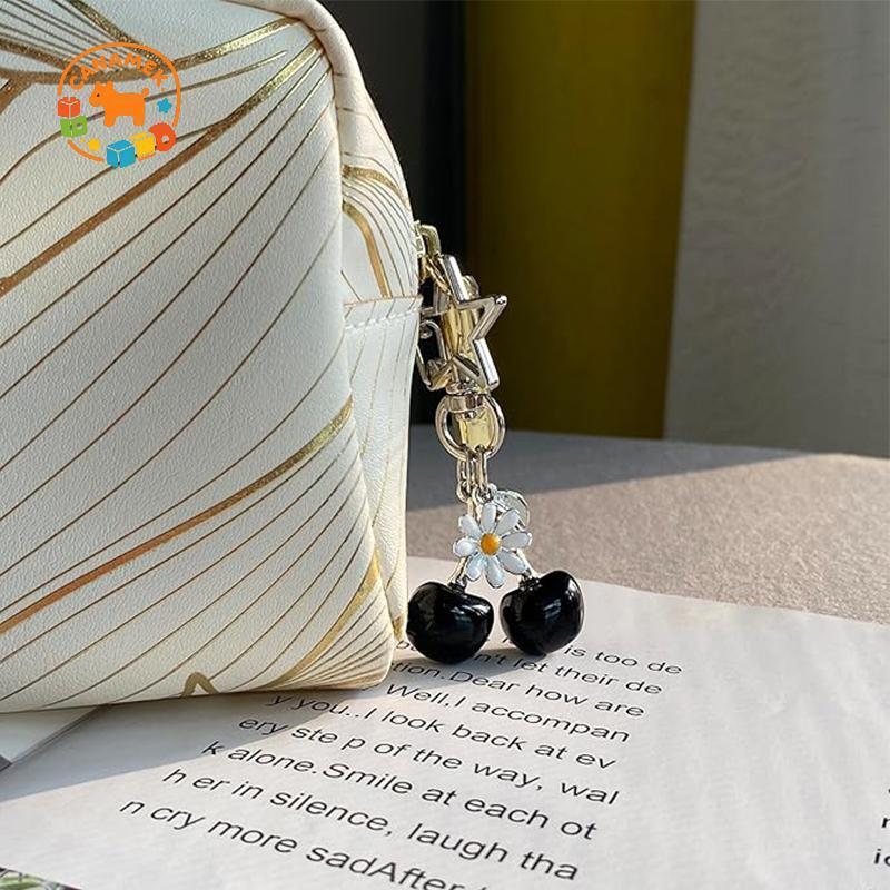 CANAMEK Vintage Dễ Thương Anh Đào Daisy Móc Khóa Thời Trang Sáng Tạo Trái Cây Anh Đào Móc Khóa Tinh Tế Túi Treo Trang Trí Phụ Kiện Quà Tặng CSF