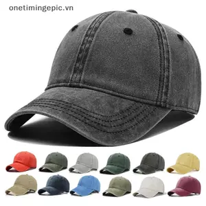 VFZ Mũ Bóng Chày Rửa Denim Nam Nữ Mũ Vintage Hip Hop Mũ Màu Trơn Xương Ngoài Trời Thể Thao OTE