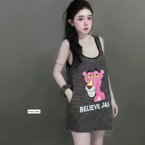 Váy 2 Dây Kẻ Ngang Cún Hông Beli KCloset Đầm Suông Chất Cotton Co Giãn Nữ Tính NA174