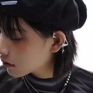 Bluelover 1 Cặp Thời Trang Màu Bạc Ngôi Sao Kẹp Tai Bông Tai Cho Nữ Zircon Không Xuyên Hợp Thời Trang Kẹp Tai Gothic Không Đều Bông Tai Trang Sức Mới