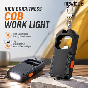 Đèn làm việc NEWIDEA, Đèn pin móc khóa COB LED có thể sạc lại USB, Dụng cụ mở chai cầm tay đa chức năng Đèn lồng khẩn cấp Mini ngoài trời
