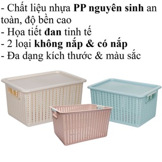 Rổ đan chữ nhật nhựa VIỆT NHẬT- Có nắp, không nắp, đựng tài liệu, bánh kẹo, đồ bé 3415