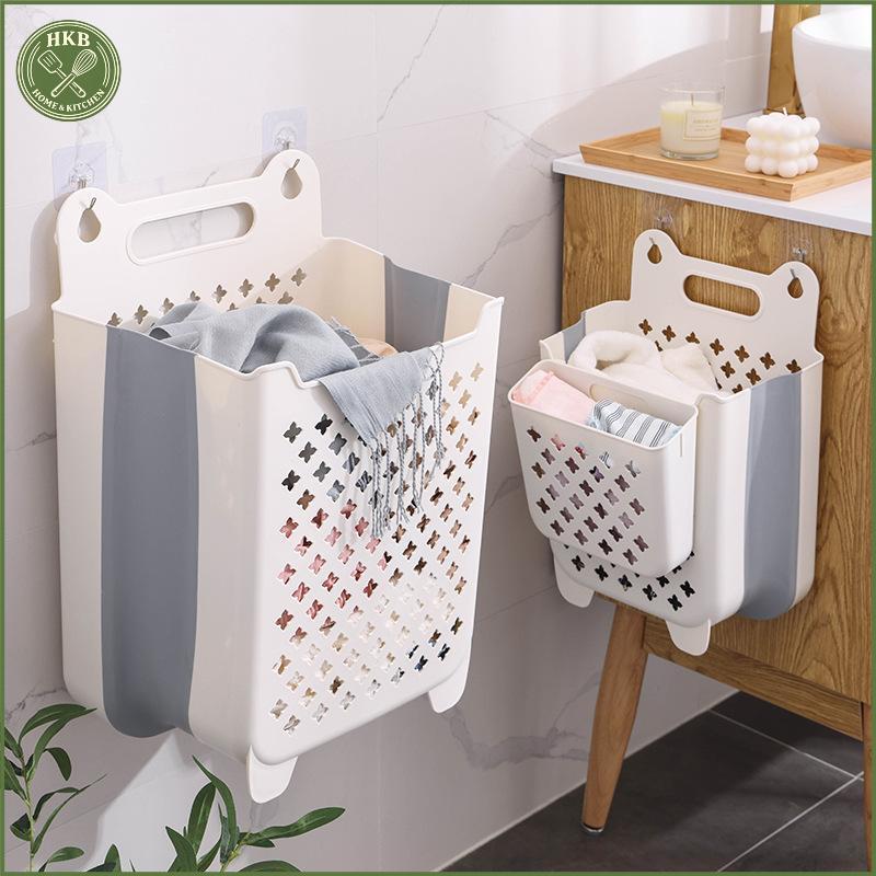 [SH] Giỏ đựng quần áo bẩn treo tường Giỏ đựng đồ gấp dung tích lớn Thiết kế rỗng chịu tải mạnh để thông gió [VN]