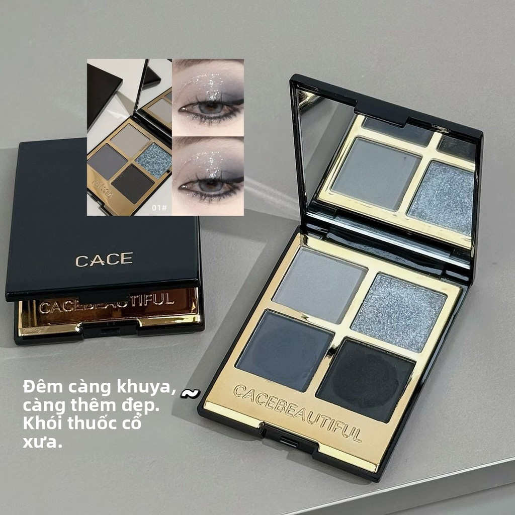 Bảng phấn mắt bốn màu CACE Hàn Quốc|Phấn mắt ngọc trai, mờ, màu đất|Tạo trang điểm tinh tế|Thích hợp cho học sinh