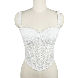 Phong Cách Mới Sequined Xương Cá Corset Slim-fit Slimmer Look Tube Top Pure Desire Girl Mùa Hè Camisole Bên Trong Mặc Ngoài