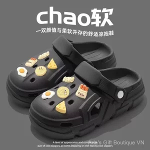 Bước lên Shit Feel Hole Giày nữ mùa hè mặc ngoài chống trượt Dép đi biển đế dày Dép nam