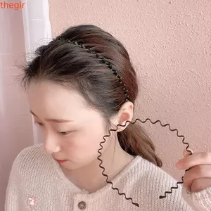 THEGIRL8B Wave Shape Headband, Cross Simple Thin Metal Hair Hoop, Thời Trang Phong Cách Hàn Quốc Hình Mùa Xuân Co Giãn Nam Tóc Nữ / Bé Gái