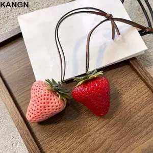 Nhẫn chìa khóa dâu KANGN, Túi nhựa thủ công quyến rũ, Móc khóa thiết kế chống nước ngộ nghĩnh Sử dụng hàng ngày