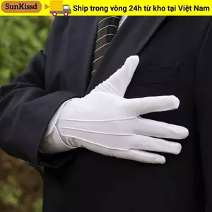 Găng Tay Cotton Chính Thức SUNKISSD, Găng Tay Cotton Trắng Mỏng, Nghi Thức Đồng Nhất Cảnh Sát Bồi Bàn Găng Tay Đen Trắng Găng Tay Lái Xe