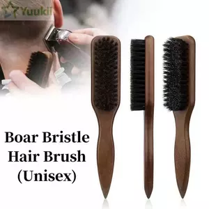 Bàn chải tóc lông YUUKII Boar, Tay cầm bằng gỗ Điều khiển cạnh Bàn chải lông tạo kiểu tóc, Bàn chải tóc lưng bền mịn màng chuyên nghiệp cho tóc dày / mịn