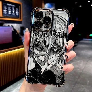 Anime Nhật Bản Kaneki Ken Ốp Lưng Điện Thoại iPhone 16 15 14 17 Pro Max Plus 17 Air 16E Mạ Túi Khí Hoạt Hình Sang Trọng Silicon Trong Suốt