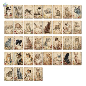 Thẻ Hoa Mèo Vintage 36 Cái Gói Chất Liệu Đánh Dấu Trang Để Trang Trí Tạp Chí