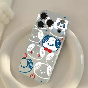Ốp lưng chó trắng nơ đỏ chấm bi phù hợp với iPhone17promax 16/15/14/13/12