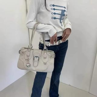 [CRUSH] Túi đeo nách nữ, Túi xách đeo vai đơn phong cách xe máy thẩm mỹ Y2K, Túi đựng xe máy bằng da PU dung tích lớn dành cho nữ mặc hàng ngày