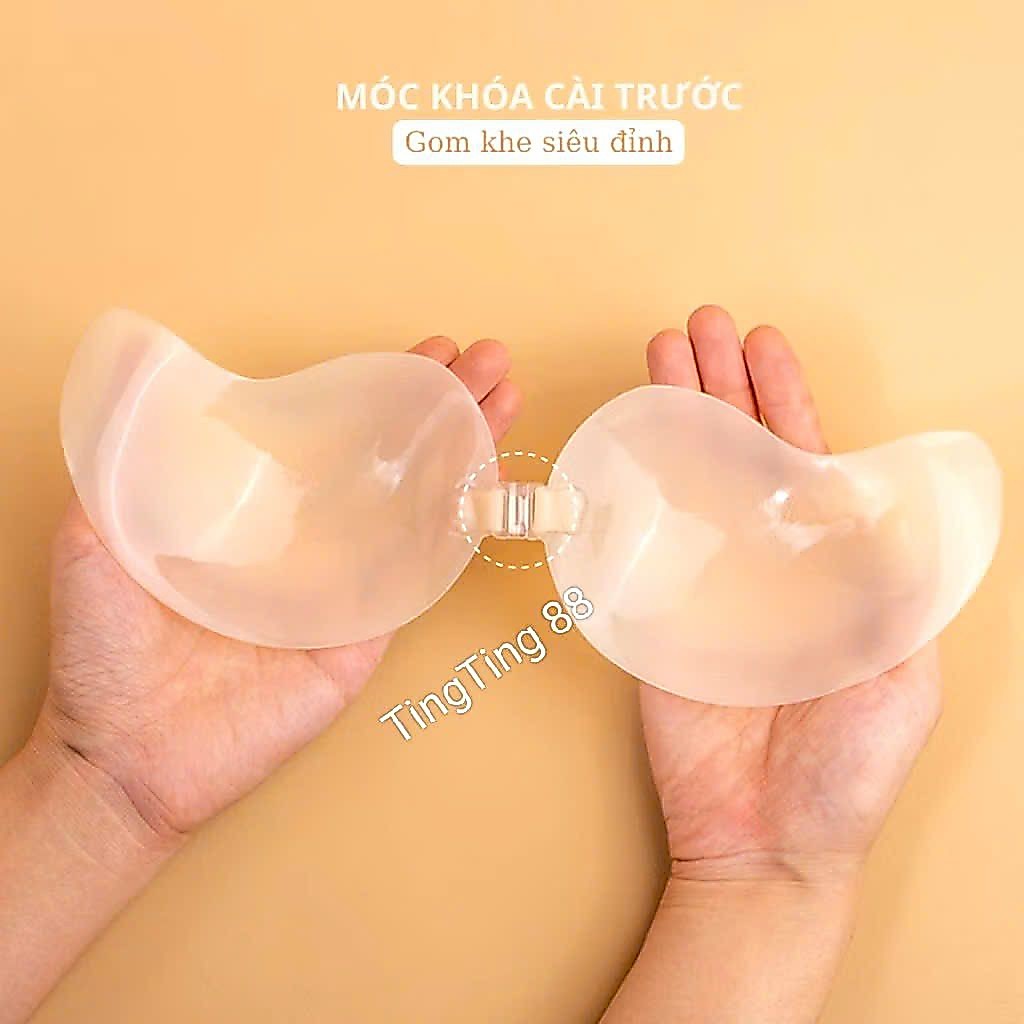 Áo Dán Ngực Xoài Silicon Cài Trước Siêu Mỏng, Miếng Dán Tạo Khe Tàng Hình Chống Tuột