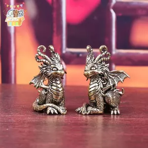Đồ trang trí bằng đồng cổ Tượng rồng động vật thần thoại Trung Quốc Nhân vật đồng thu nhỏ Bộ sưu tập trọng lượng giấy rồng bằng đồng nguyên chất ELWW