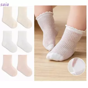 SAIA 4 Đôi Tất Lưới Cho Bé, Tất Cotton Lược Thoáng Khí Sơ Sinh, Nhiều Mẫu Mỏng Không Xương Xây Dựng Mùa Hè Tất Quà Tặng Sinh Nhật