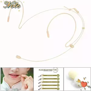 Mic tai nghe NOTE1, Micrô đeo đầu màu be không dây, Bộ khuếch đại móc tai đôi 3,5mm 3 chân di động Phụ kiện micrô loa bằng giọng nói