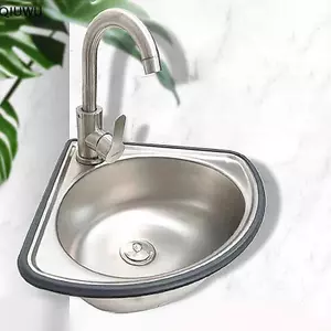 QIUWU RV Bồn Rửa Chén Phòng Tắm Không Gỉ Chậu Cắm Trại Góc Rau Motorhome Thanh Thép Nhỏ Bát Đơn Thả Bồn Tắm.