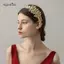 AqToCna Retro Lá Vàng Nho Cưới La Mã Đầu Ngọc Vương Miện Tóc Sang Trọng Vòng Đầu Tiara Phụ Kiện Nữ Thần AqToCna