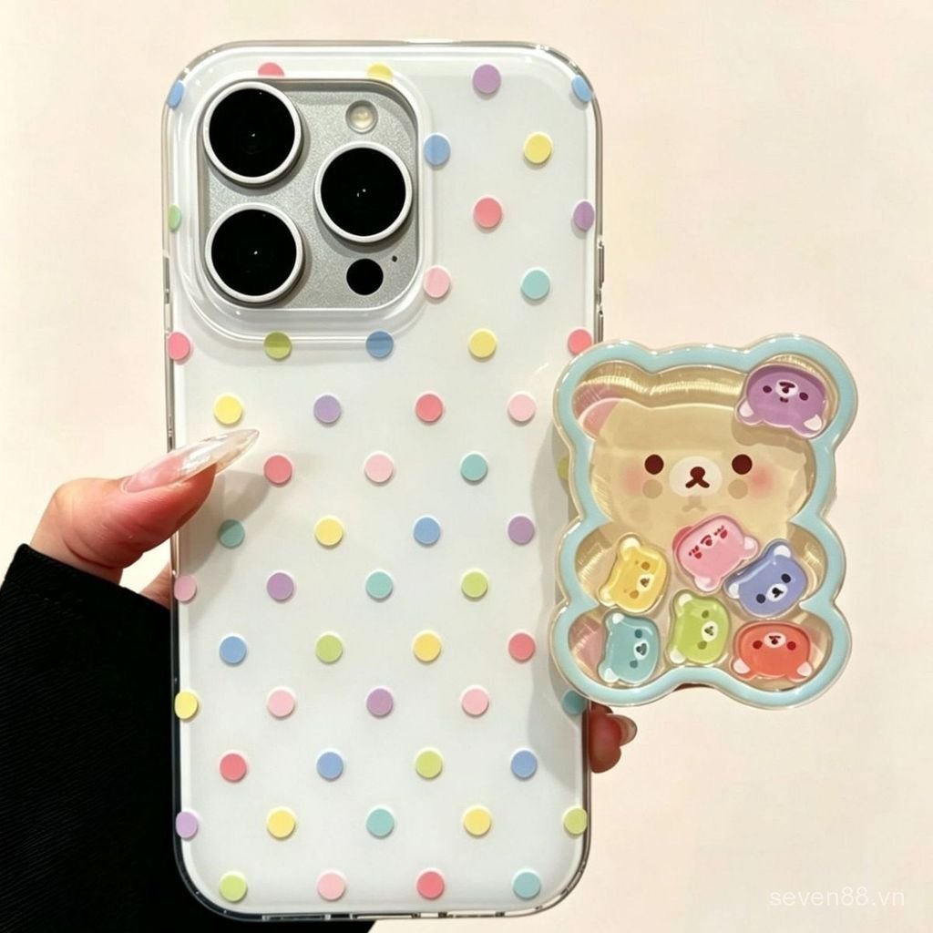 Ốp Điện Thoại Thích Hợp Cho iPhone 7 8 X XS XR XSMAX 11 12 13 14 15 16 17 Pro max Plus Air Polka Dot Gummy Bear Vỏ Bảo Vệ Chống Sốc Bao Gồm Tất Cả SVBJ