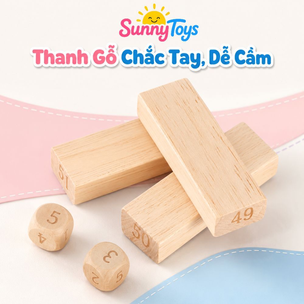 Tháp Rút Gỗ 51 Thanh SunnyToys - Trò Chơi Xếp Khối In Số Cho Bé Chơi Cùng Gia Đình