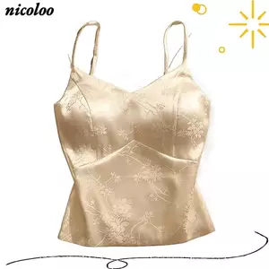 Dây đeo bề mặt Satin phong cách NICOLOO, Cô gái gia vị có miếng đệm ngực Áo Vest lưng đẹp, Áo khoác ngoài mỏng thời trang dành cho nữ
