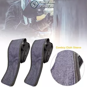Vỏ cáp hàn FANIELLAPOWELL, Áo khoác có dây kéo bằng vải cao bồi, Cáp bảo vệ cáp đèn pin cắt plasma 4M thực tế cho mỏ hàn TIG Cắt plasma