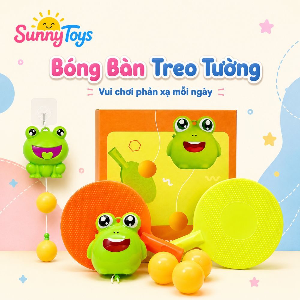 Bóng Bàn Treo Tường Ếch Phản Xạ SunnyToys - Bóng Bàn Treo Tường Gọn Nhẹ Cho Bé Chơi Tại Nhà