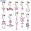 Bluelover Mới Giả Bụng Bướm Giả Bụng Xuyên Trái Tim Zircon Kẹp Trên Bụng Rốn Giả Xuyên Sụn Bông Tai Giả Kẹp Mới