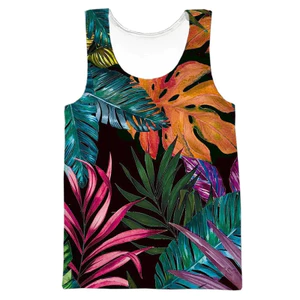 Hawaii Nhiệt Đới Cây Lá In Hình Bình Cho Nam, Hàng Ngày Đi Biển Dạo Phố Ngộ nghĩnh Vest, Mềm Mại