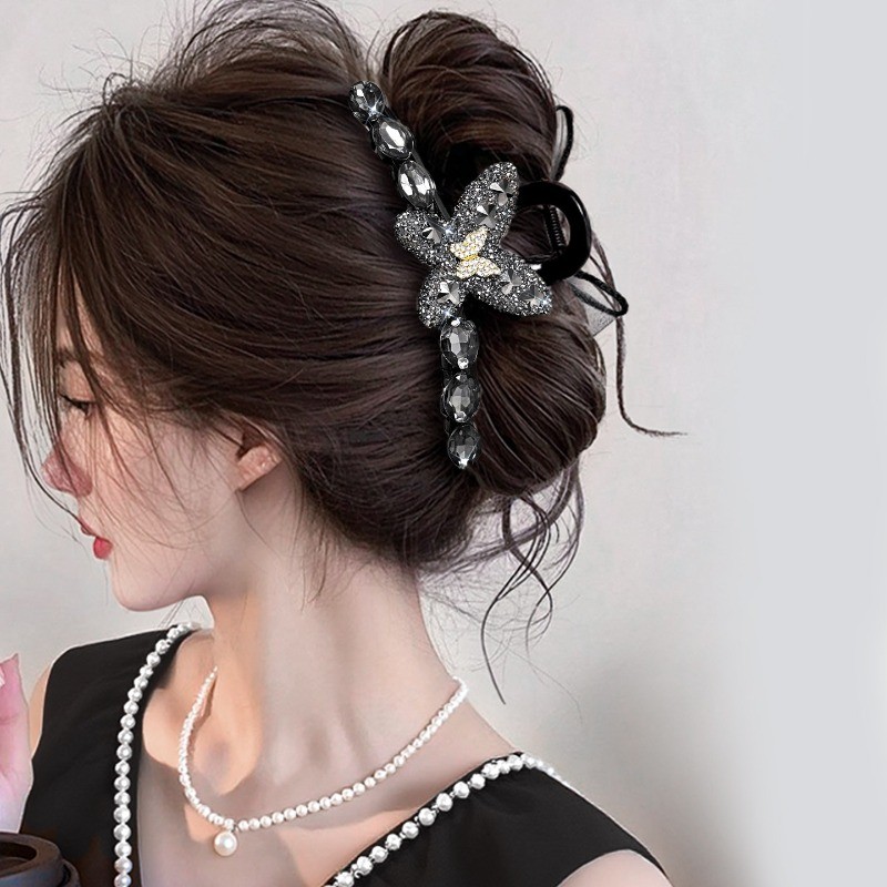 Kẹp Tóc Cao Cấp Da Đen với Nơ Pháp, Phù Hợp Cho Phụ Nữ