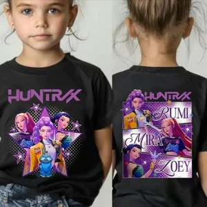 KPop Demon Hunters Cổ Tròn Tay Ngắn Áo Sơ Mi Rời Trẻ Em Hàng Đầu