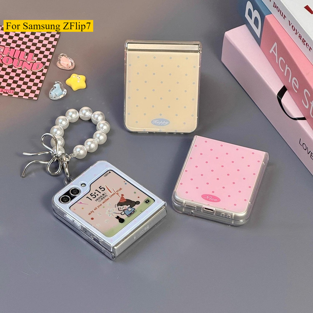 Thích hợp cho Samsung Galaxy ZFlip7 5G Vỏ điện thoại chấm bi đầy màu sắc thời trang Vỏ gấp dây buộc cho zflip6 zflip5 zflip4 zflip3 N3flip Mixflip Vỏ bảo vệ