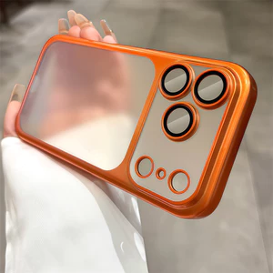 Ốp điện thoại PC mờ mạ điện chất lượng cao cho iPhone 17 Pro Max Air Bảo vệ ống kính chống rơi Vỏ cứng bảo vệ điện thoại