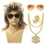 KIN 80s Disco Trang Phục Phụ Kiện Curly Rock Tóc Giả Vòng Cổ Kính Hippie Bộ Trang Phục