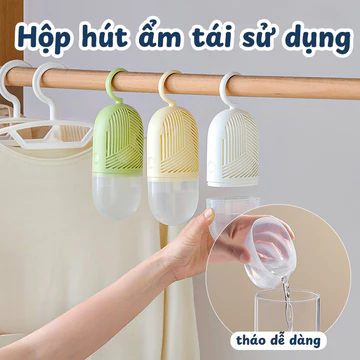 Hộp Hút Ẩm Khử Mùi Tái Sử Dụng Cozyhome Siêu Hút Ẩm Chống Mốc, Nồm, Hút Ẩm Có Móc Treo Tủ Quần Áo, Tủ Giày