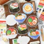 ENWEI 3 Cái [Dòng Khảm Hạt] Nhãn Dán Giấy Washi Sushi Tonkotsu Ramen Pixel Nghệ Thuật Thêu Sò Nhật Ký Người Lập Kế Hoạch Trang Trí Văn Phòng Phẩm Nhãn Dán