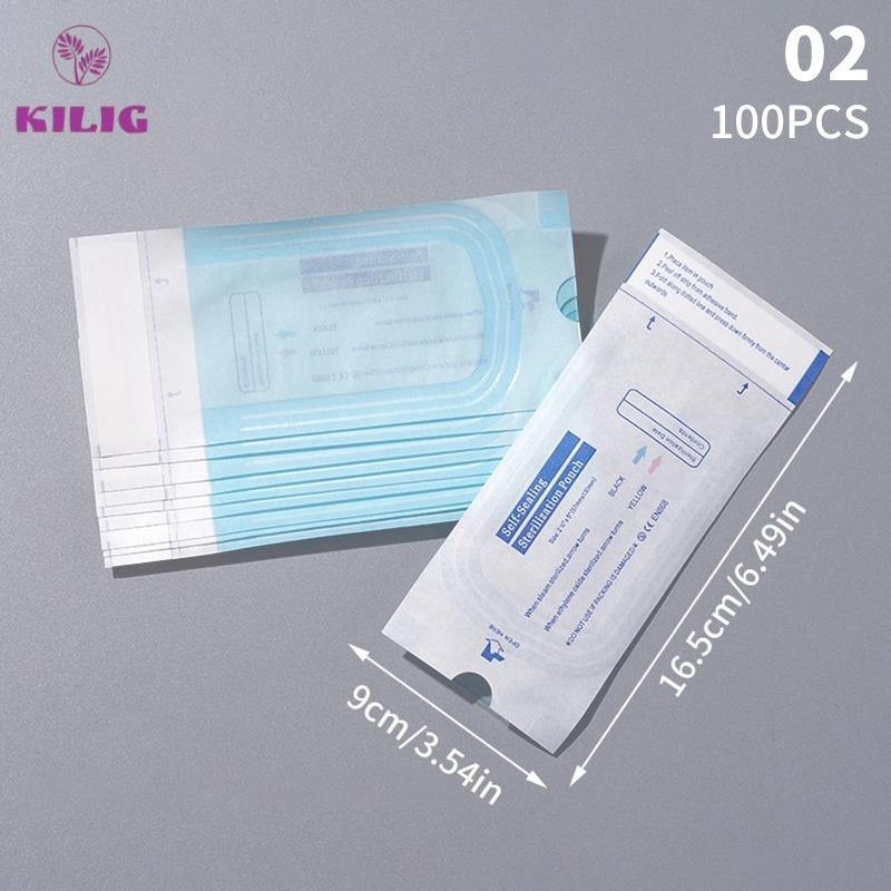 Bộ 100 Túi Tiệt Trùng 4 Kích Thước Dùng Một Lần Để Đựng Dụng Cụ Xăm Móng Tay Mới