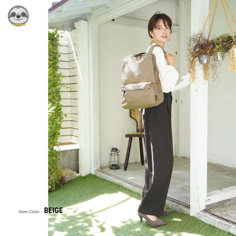 Phong cách Nhật Bản Phong cách Muji / Ba lô có dây kéo đôi màu trơn dung tích lớn / Túi đi học nhiều túi du lịch / Có thể giữ túi đi học sinh máy tính