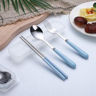 Bộ Đồ Ăn Di Động Bộ Đũa Inox Thìa Nĩa Bộ Ba Mảnh Giả Gốm Hoạt Hình ins Bộ Đồ Ăn Giá Trị Cao TRW0