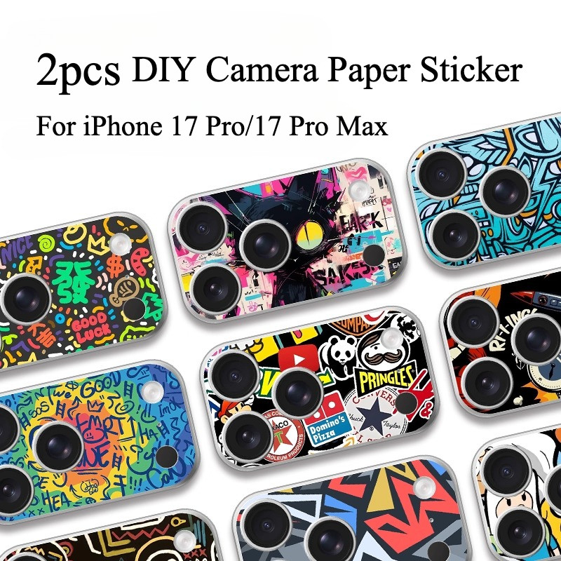 [2 Cái / gói] Nhãn Dán Camera Mềm Graffiti Tùy Chỉnh DIY Cho iPhone 17 Pro / 17 Pro Max Trang Trí Camera Phim Chống Mài Mòn Chống Trầy Xước Bảo Vệ Camera