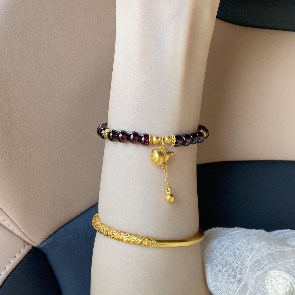 Lựu Đỏ Bầu Vòng Tay Nữ Ánh Sáng Mới Sang Trọng Niche Thiết Kế Đầy Tài Lộc Giả Lựu Vòng Tay Đá