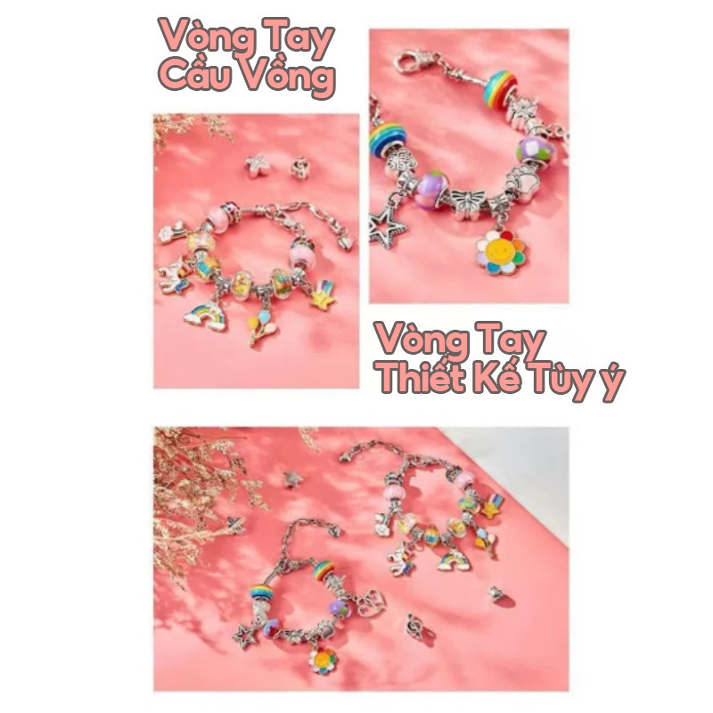 Vòng Charm Pandora 66,đính Cườm Thủ Công Handmade DYI Sáng Tạo,Chất Liệu Cao Cấp,Quà Sinh Nhật Cho Cô Gái