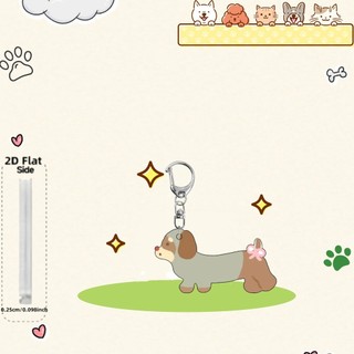 2D Flat Acrylic Cute Dachshund Dog Keychain Bag Pendant Couple Car Hanging Decoration Line Puppy Gifts 5cm