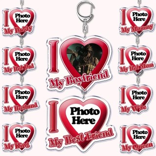 Custom Text I Love My Boyfriend Girlfriend Keychains Key Chain Photo Wife Mommy Daddy King Queen Personaliz