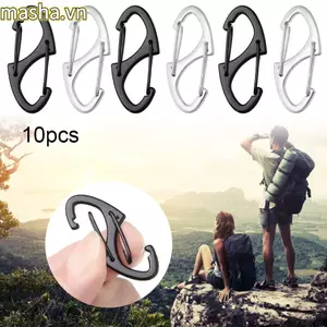 10 Chiếc Hợp Kim Kẽm Carabiner S Loại Chống Trộm Khóa Hai Mặt Khóa Ba Lô
