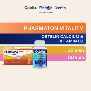 Bộ 1 Thực Phẩm Bảo Vệ Sức Khỏe Pharmaton Vitality Dạng Vỉ Hộp 50 Viên + Ostelin Bổ Sung Calcium & Vitamin D3 60 viên