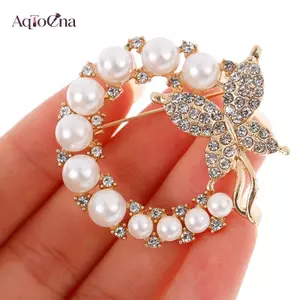 AqToCna Ngọc Trai Kim Cương Giả Vòng Hoa Bướm Thổ Cẩm Nữ Đám Cưới Văn Phòng Thổ Cẩm Chân Quà Tặng AqToCna