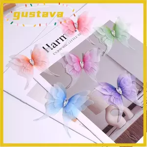 GUSTAVA Organza Vải Bướm, Màu Gradient Mờ Bướm Táo, Bốn Lớp DIY Thủ Công Trang Trí Bướm Trang Trí
